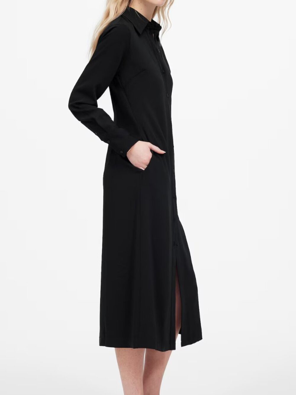 NWT Madewell  Button Front Midi Dress Black Size 2